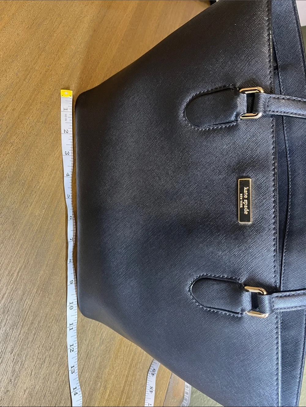 Kate Spade Black Leather Tote with Gold Hardware